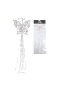 Dekoracia s motylikom biela, 60cm dlzka