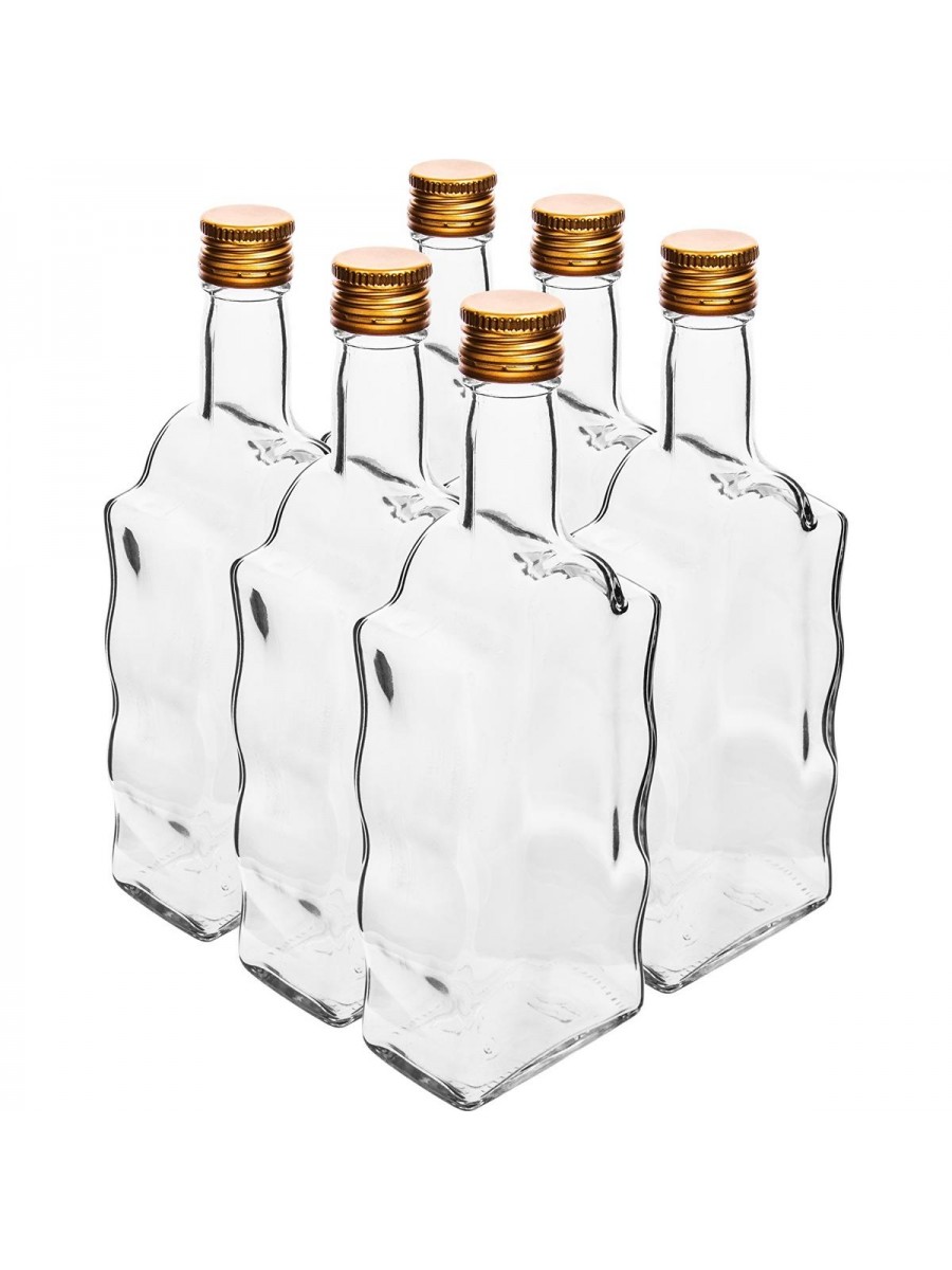 Fľaša sklo 500ml hranatá, na alkohol, s uzáverom na závit Kláštorná