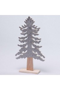 Dekorácia strom 15x5x29 cm drevo strieborný xxx